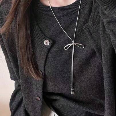 1 件简约蝴蝶结线项链，女士时尚珠宝链