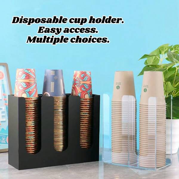 A Desktop Paper Cup Holder, Disposable Cup Extractor, And Cup Storage Box. Room Decor. Transparent/Black/Multiple Specifications. Father's Day Gift. Suitable For: Living Room, Kitchen, Dining Room, Coffee Shop, Company Office, Holiday Parties, Family Gatherings, Etc