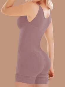 1 pieza Moldeador corporal entero para mujer con cremallera en la entrepierna, que afina suavemente la cintura y las caderas - Púrpura polvoriento - Ver 3