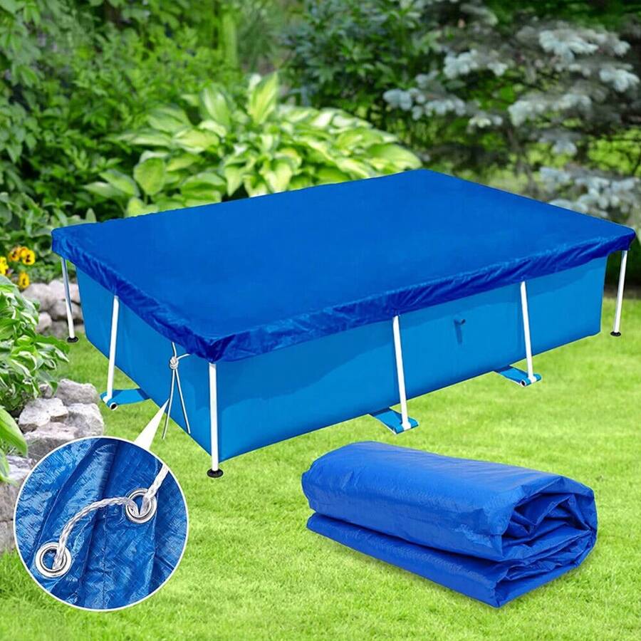 For Bestway Steel Pro Frame Garden Rectangular Swimming Pool Cover Tarpaulin - Blue - View 1