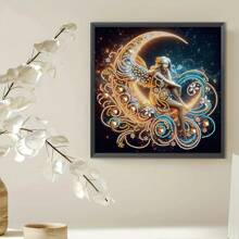 1 件 30*30 厘米/11.8*11.8 英寸无框 5D 不对称形状钻石画套件，DIY 月亮女士肖像设计用于墙面装饰、装饰品，适合初学者和成人，感恩节礼物 - 彩色 - 查看 4