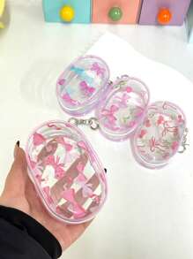 1PC Portable Mini Transparent Zipper Storage Bag, Bag Accessiores Compact Multifunctional Organizer, Headphone And Charger Case With Keychain, Transparent Travel Accessories, Available In Black And White Colors, Exquisite And Compact, Suitable For Storing Small Items, Data Cable Storage Bag, Bracelet Bag, Makeup Bag