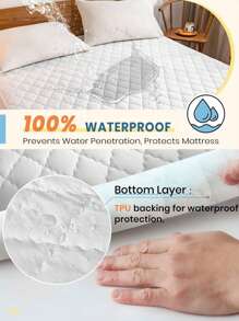 1 件防水绗缝床垫保护套，适用于大号床和特大号床，柔软、防尘、可机洗、可拆卸 - 白色 - 查看 5