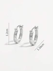 Vaerine 1 对优雅复古别致 925 银锆石星形图案圆形耳环，经典设计，适合女性约会派对日常佩戴配饰礼物