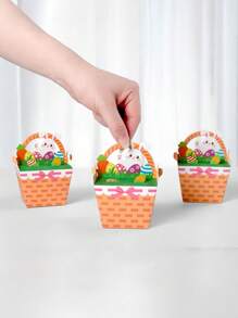 12pcs Easter Gift Box, Easter Bunny Packaging Box, Easter Decorative Gift Gift Packaging Box, Hand Basket Paper Box, Easter Candy Box, Holiday Party Gift Decoration Box