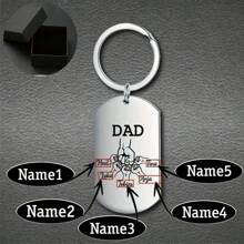 1pc Celebrate Father's Day Mother's Day With A Customized Stainless Steel Keychain (Title Can Be Changed) Engraved With Your Family's Name Or Any Text, Polished Military Pendant Key Necklace, Affordable Gift.