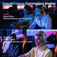 Acinaci Wireless Gaming Headset With Detachable Noise-Proof Microphone, 2.4G Bluetooth - USB - 3.5mm Wired Jack 3 Modes Wireless Gaming Headphones For PC, Switch, Phone, Tablet