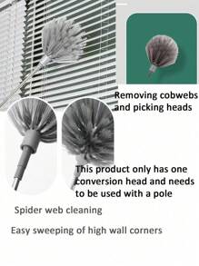 Barre la telaraña, el artefacto, la vara de extensión retráctil, barre el polvo del techo, las grietas debajo de la cama, la escoba, la herramienta de limpieza del automóvil del hogar, el plumero - Multicolor - Ver 6