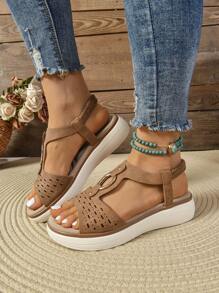 Women Wedge Heel Sandals, Soft Bottom Versatile Fashionable Slip-On, Summer