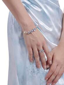 Brazalete con diseño original de MASW, con flor de esmalte degradado, elegante y versátil con cordón, adecuado para mujeres para uso diario, ir al trabajo, fiestas y como regalo