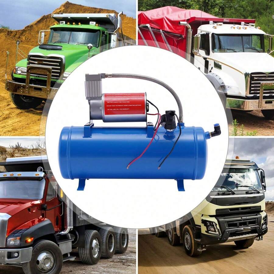 Rainaut 150 PSI Air Horn Compressor Tank Pump 6L Fit For Air Horn Car Train Truck Boat, 380(L)*140(W)*300(H)Mm - Blue - View 1