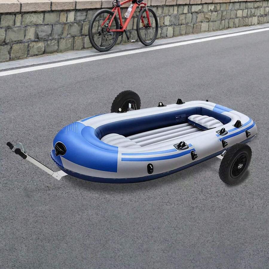 kangten Launching Trolley Boat Cart Hand Trailer Foldable Aluminum Alloy Ø 370 Mm - Silver&Black - View 1