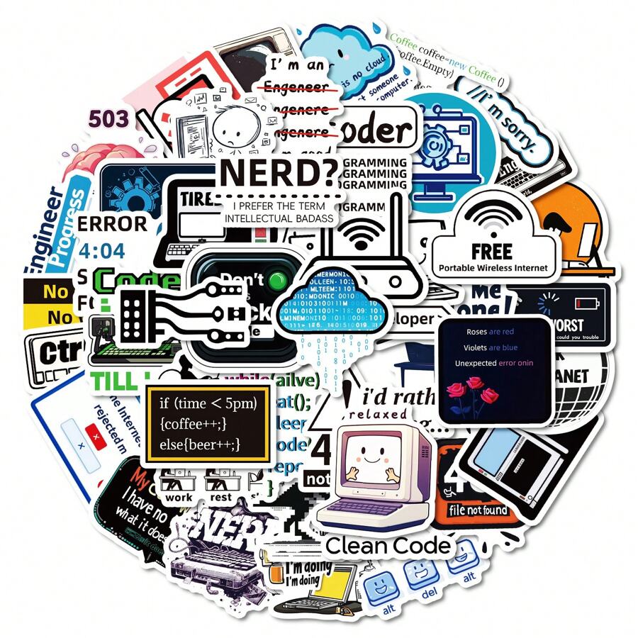 50pcs Internet Life Series Graffiti Stickers, Guitar Skateboard Bottle Bumper Helmet Ski Board Laptop Phone Case Refrigerator Door Luggage Compartment Motorcycle Car Diy Graffiti Stickers.