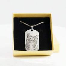 定制狗狗照片项链、镌刻猫咪图片钥匙扣、宠物肖像标签吊坠、狗狗纪念品、父亲节礼物 - 彩色 - 查看 7