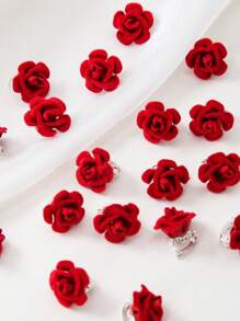 10 pièces Barrettes à cheveux décorations de fleurs de rose en velours bourgogne - Accessoires de cheveux de mariée - Convient aux femmes