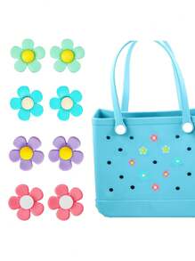 16件/8件/4件/1件花朵DIY包袋装饰，包袋配件，适用于Bogg包、沙滩包、凉鞋，以及彩虹花朵装饰配件。这些迷人的装饰为您的Bogg包注入了个性化风格和鲜艳色彩。这些独特醒目的配饰，让您的包袋轻松识别，展现您的个性化魅力。