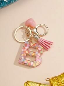 1pc Creative Keychain With 26 English Alphabet, Kids Backpack Accessories, Butterfly Letter Charm Keyring For Girls - Pink - View 10