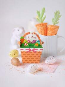 12pcs Easter Gift Box, Easter Bunny Packaging Box, Easter Decorative Gift Gift Packaging Box, Hand Basket Paper Box, Easter Candy Box, Holiday Party Gift Decoration Box