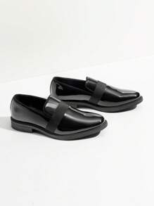 Men Dress Tuxedo Shoe Slip-On Classic Patent Leather Loafers For Formal Events And Special Occasions Christmas Style - Black - View 7