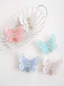 Cute Layered 3D Butterfly Hair Claws, Acrylic Mermaid Hair Clips - Multicolor - View 2