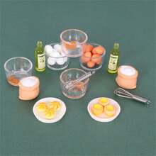 1 set Mini fouet à œufs de cuisine et tarte aux œufs factice, modèle de jouet de nourriture miniature