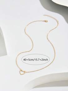 1 pieza Collar con colgante en forma de corazón minimalista y elegante, adecuado para mujeres, un pequeño regalo de moda para amigos - Dorado - Ver 2