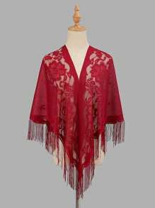 1pc Women Solid Color Crochet Lace Flower Triangular Scarf, Fashion Versatile Shawl, Breathable Sunscreen Headwrap For Dress - Flower Triangle Scarf - View 14