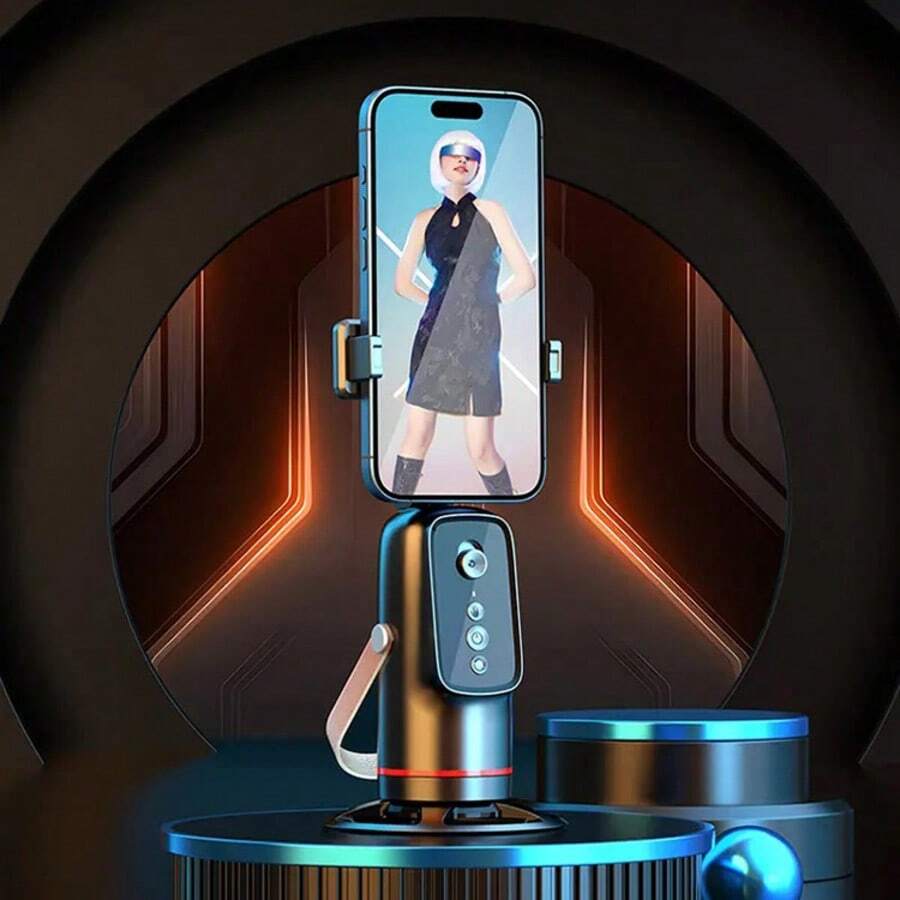 Soporte giratorio para teléfono para rastrear su movimiento, trípode Q03 con seguimiento automático de rostros, cambio de pantalla horizontal y vertical, rotación de 360°, estabilizador de cardán con IA, cardán inteligente