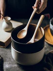1/2/5 piezas Cucharas de madera de haya de estilo japonés de mango largo, cucharas de arroz, cucharas pequeñas, cucharas de madera de cocina, cucharas de madera grandes, set de 3 cucharas, artículos escolares