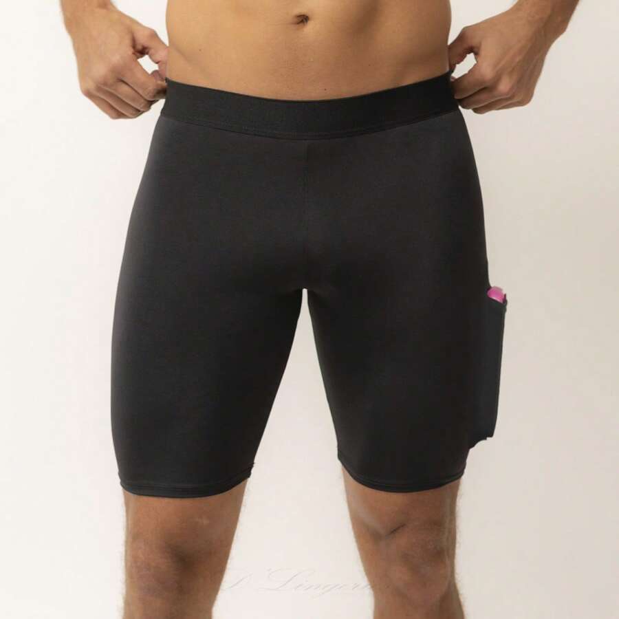 Thermal Bermuda Shorts WITH POCKET Men's Second Skin Compression UV Protection 50+ Anti Chafing Sports - màu đen - Xem 1