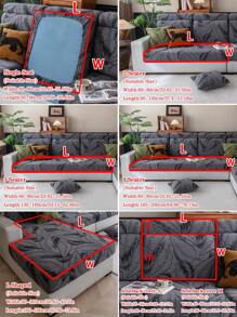 1pc Plush Velvet Jacquard Non-Slip Sofa Seat Cushion Cover, Soft Skin-Friendly Pet Stain Resistant Stretch Sofa Slipcover, Suitable For Living Room L-Shaped Combination And 1/2/3/4 Seats Sofa, Spring/Autumn - Dark Grey - View 5