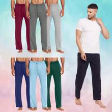 3-Pack Men's Classic Lounge Pajama Pants (S-3XL) - 海軍藍 - 酒紅色 - 獵人 - 查看 5