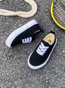 White Cloth Shoes Baby White Shoes Middle Sneakers Children's Canvas Shoes Spring And Autumn Korean Version Simple Boy And Girl Shoes Fashion Low-Top Casual Lace-Up Track Shoes Classic Low-Top Canvas Shoes All Casual Sports Skateboard Children's Shoes
