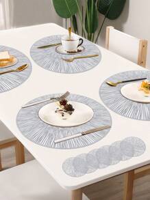 2/12pcs 15" Round Gold Foil Fireworks Pattern Placemats, (PVC) Material, Gold Stamping Hollow Design, Waterproof, Washable, Easy To Clean, Non-Slip, Heat-Resistant, For Room Decor, Dining Table, Home Decor, Suitable For Holidays, Parties, Birthdays, Weddings And Dinners