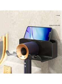 1pc Wall Mounted Hair Dryer Bracket, For Bathroom Shelves Without Drilling, Hair Dryer Bathroom Storage Rack