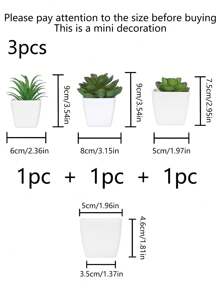Conjunto de 3 macetas con suculentas simuladas, combinación de verde y rosa, plantas artificiales miniatura falsas para jardín, escritorio, habitación, ventana, regalo de inauguración de casa, decoración de arte, decoración de oficina, boda