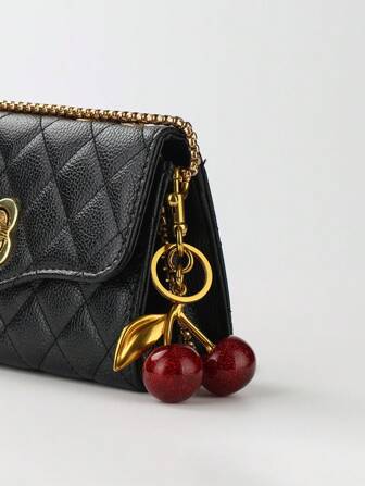 1 Pc Burgundy Cherry Bag Charm Purse Charms Keychain-,Cherry Apple Pear Strawberry Charm Car Cherry Accessories Keychain Gifts For Women Christmas Gifts For Women Valentine Bag Gifts For Women