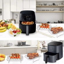 2PCS  Air Fryer Rack & Grill Stick Stainless Steel Double Basket Accessorie - 銀色 - 查看 3