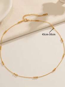 TONSI 1 chiếc vòng cổ trang trí hạt bằng thép không gỉ, vòng cổ choker nhiều lớp dành cho nữ. - Dây chuyền thép - Xem 3