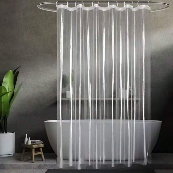15mil Thick Transparent EVA Waterproof And Mildew-Proof Bathroom Shower Curtain, Bath Tub Separator, AC Air Draft Stopper, Grease Filter Bathroom Accessories Back To School