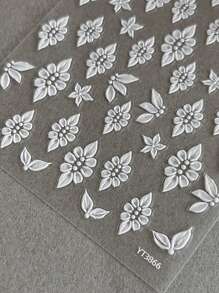 1 件 3D 花朵美甲贴纸，带粘性背衬，指甲贴花