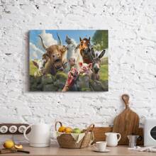Quirky Farm Canvas Wall Art, Animal Prints, Quirky Cows, Donkeys, Pigs - Wooden Frame Canvas Painting 1 Piece (3) Thickness 2.25cm / 0.9inch , Home Gift Decoration, Room Decoration Aesthetics, Wall Decoration Art, Perfect Gift, Autumn Winter Wall Decoration, Living Room Decoration, Bedroom Decoration, Kitchen Decoration, Entrance Decoration, Bathroom Decoration, Direct Wall Painting, High-Quality Wall Painting Poster