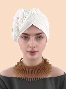1pc Solid Color Party Polyester(Polyester) Pearl Solid Color Rhinestone Hat, Suitable For Daily Life, Home, Wedding, All Seasons