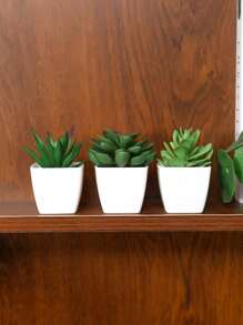 Conjunto de 3 macetas con suculentas simuladas, combinación de verde y rosa, plantas artificiales miniatura falsas para jardín, escritorio, habitación, ventana, regalo de inauguración de casa, decoración de arte, decoración de oficina, boda