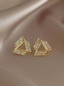 6pcs/Set Elegant Retro Rhinestone Cat Eye, Geometric Shape, Faux Pearl Stud Earrings, Suitable For Daily Wear And Occasions - Multicolor - View 2