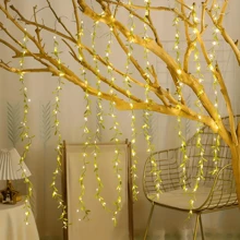GCTECHING 1pc 2m Green Leaf Garland String Light, 20 LED Bulbs, Battery Powered Warm Light, Suitable For Fireplace, Railing, Curtain, Christmas Gift, Party, Wedding, Room, Table, Indoor Decoration (Can Be Displayed In Multiple Ways) - Warm White - View 4