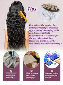 18-30inch Long Wavy Clip-In Hair Extensions, 7pcs/Set Thick Hair Pieces With Invisible Clips, Soft Synthetic Fiber, Black, For Women