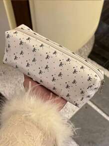 1 Stück süße Kosmetik- & Stifteaufbewahrung mit großem Fassungsvermögen, Schleife Dekor Federmäppchen Rückkehr zur Schule, Stifteetui, Schultasche