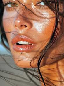 1PC S925 Sterling Silver Pearl Lip Nail,Lip Piercing Jewelry ,Lip Ring,Hypoallergenic Body Piercing Jewelry - Single - View 2