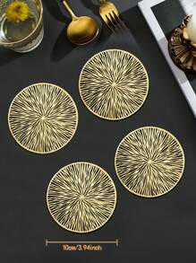 2/12pcs 15" Round Gold Foil Fireworks Pattern Placemats, (PVC) Material, Gold Stamping Hollow Design, Waterproof, Washable, Easy To Clean, Non-Slip, Heat-Resistant, For Room Decor, Dining Table, Home Decor, Suitable For Holidays, Parties, Birthdays, Weddings And Dinners